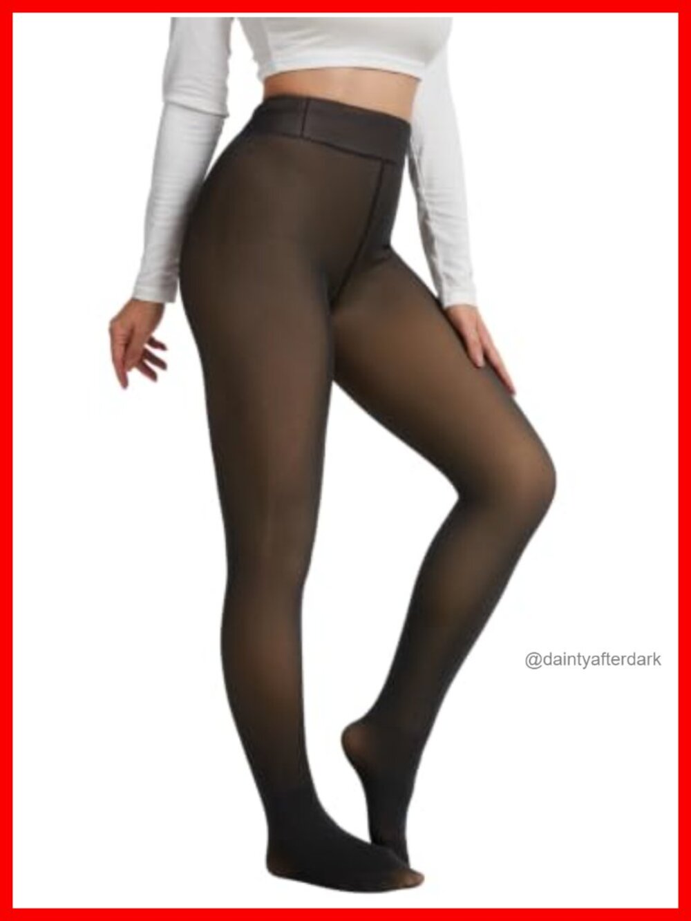 Fleece Lined High Waisted Tights Winter Warm Stretchy Sheer Leggings
